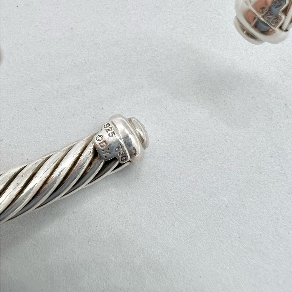 David Yurman 7mm Cable Classics Station Bracelet With 18k White Gold & Diamonds - Picture 8 of 14